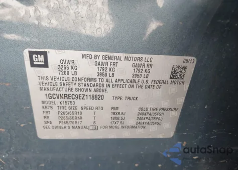 2014 Chevrolet Silverado 1500 1Lt z USA, uszkodzony, nr VIN 1GCVKREC9EZ118820